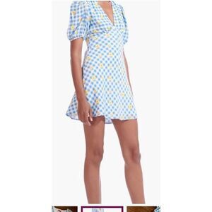 Staud Milla Gingham Daisy Mini Dress NWT Size 6